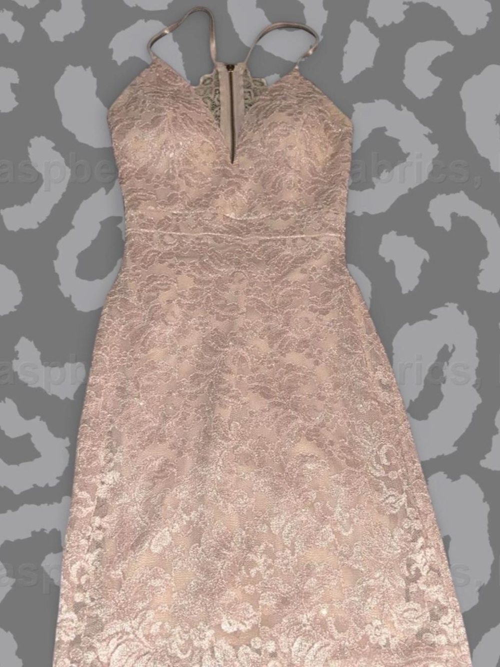Emerald Sundae Lace Halter Party Dress in Blush
